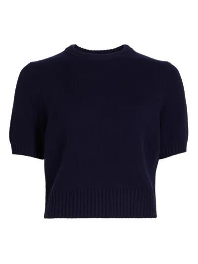 Toccin Women's Elsie Wool-cashmere Short-sleeve Sweater In Blue