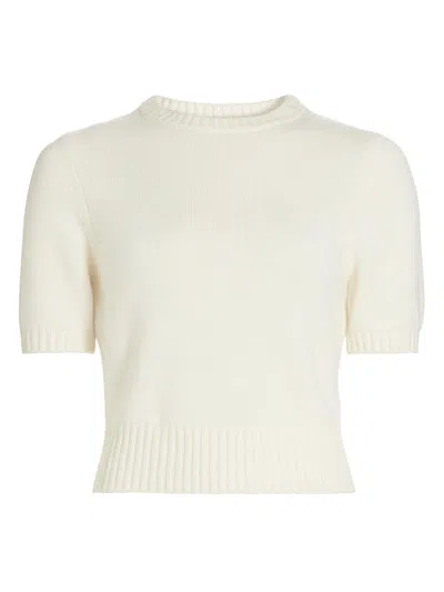 Toccin Women's Elsie Wool-cashmere Short-sleeve Sweater In White