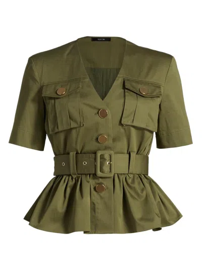 Toccin Ezra Safari Peplum Top In Green