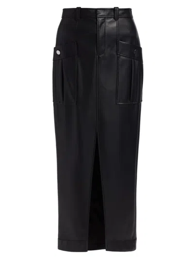 Toccin Women's Fallon Vegan Leather Cargo Midi-skirt In Black