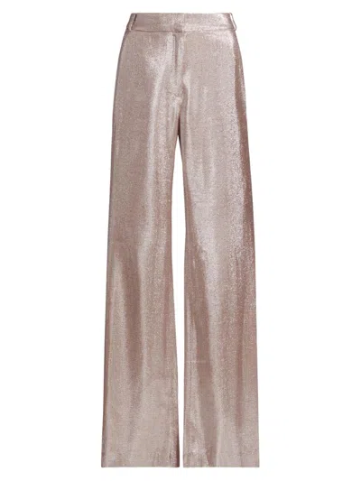 Toccin Women's Gaia Metallic Flared Pants In Pink