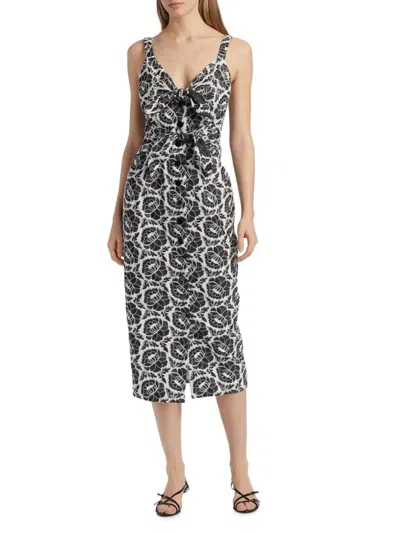 Toccin Women's Gia Floral Cotton Tie-front Midi-dress