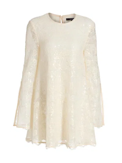 Toccin Gramercy Sequined Lace Mini Dress In Neutral
