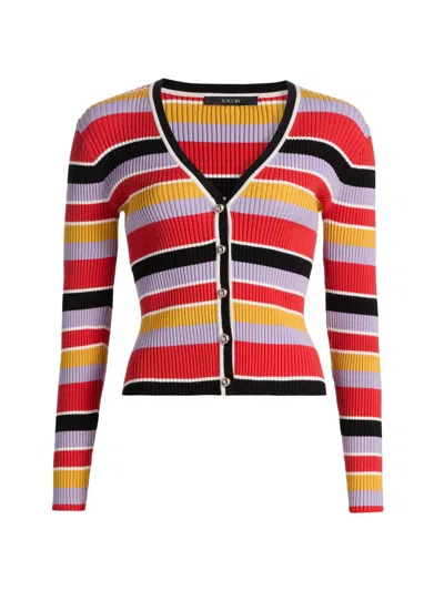 Toccin Women's Greta Striped Rib-knit Cardigan In Multi