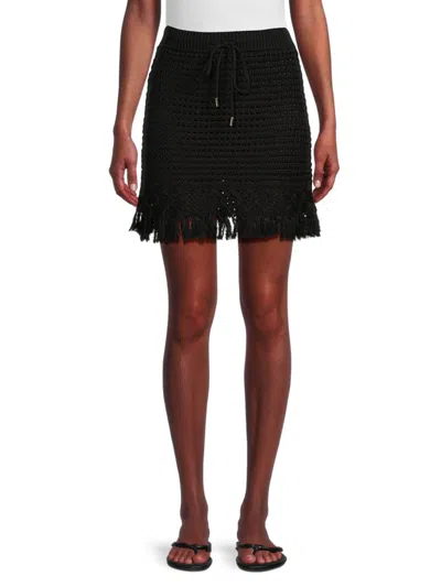 Toccin Women's Harlow Crochet Mini Skirt In Jet