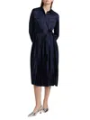 Toccin Women's Jessie Satin Pleated Tie-front Shirtdress In Blue