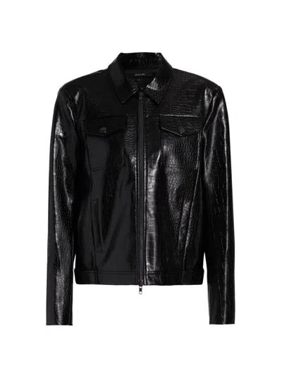 Toccin Women's Juno Crocodile-embossed Faux Leather Moto Jacket In Black