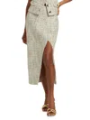Toccin Women's Kate Tweed Button Wrap Skirt In Neutral