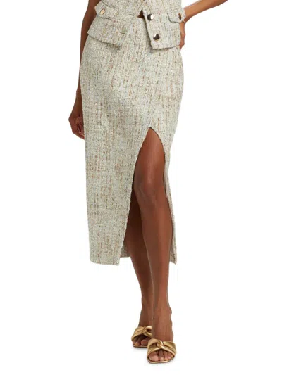 Toccin Women's Kate Tweed Button Wrap Skirt In Neutral
