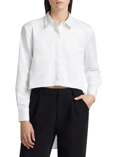 Toccin Women's Kira Poplin High- Low Fly Away Shirt In Blue