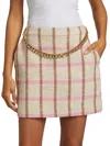Toccin Women's Lane Plaid A-line Mini Skirt In Pink Neutral