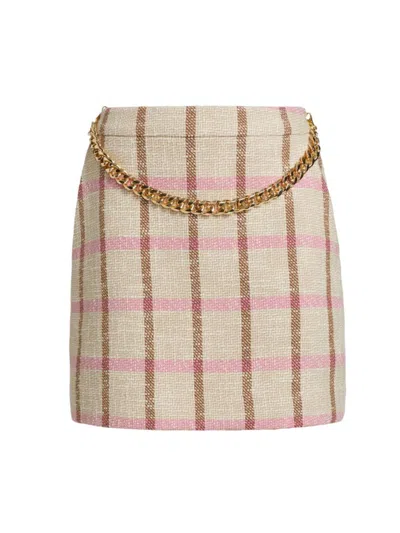 Toccin Women's Lane Plaid A-line Miniskirt In Pink Neutral