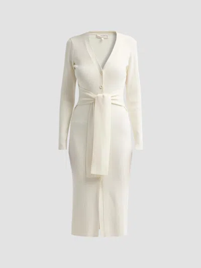 Toccin Women's Lara Tie-waist Cardigan Midi Dress In Ivory