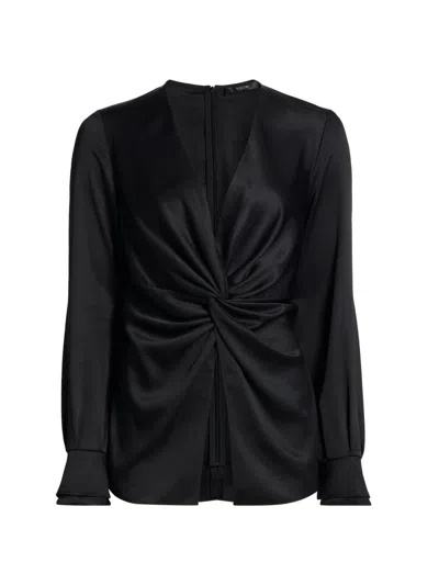 Toccin Women's Lauren Twist V-neck Blouse In Black