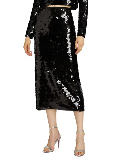 Toccin Women's Leilani Sequined Midi-skirt In Black