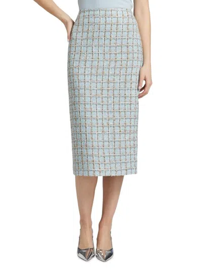 Toccin Women's Leilani Tweed Pencil Skirt In Blue