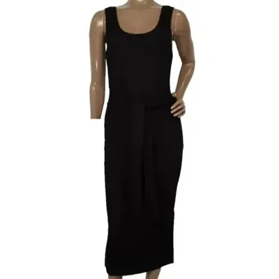 Toccin Women's Lucy Scoop Neck Tie Front Midi Tank Dress In Jet Black