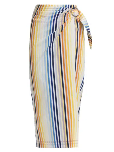Toccin Madison Sarong Midi Skirt In Sunset In Pink
