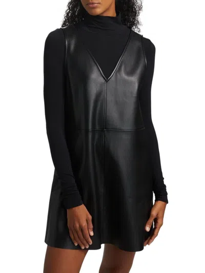 Toccin Women's Malia Faux Leather Shift Minidress In Black