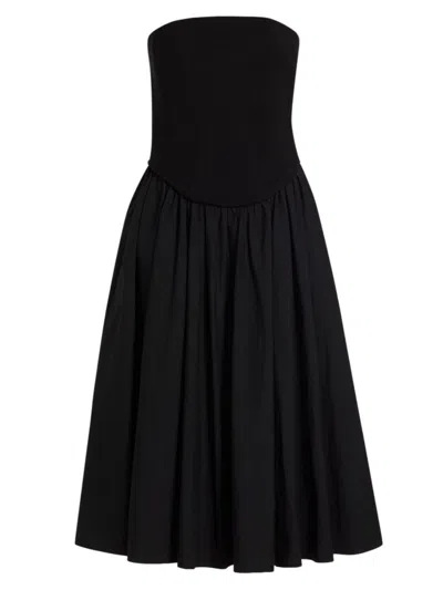 Toccin Women's Melody Corset Cotton-blend Midi-dress In Jet
