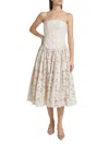 Toccin Women's Melody Floral Cotton-blend Corset Midi-dress In White