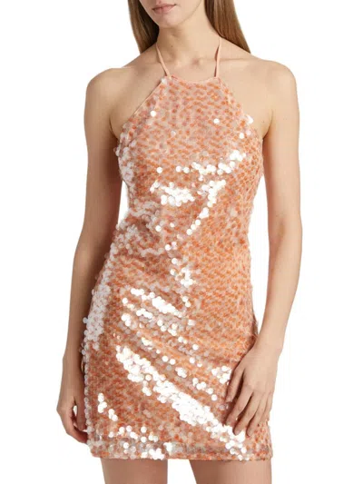 Toccin Women's Micky Halterneck Sequined Minidress In Brown