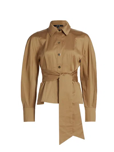 Toccin Women's Mina Seamed Tie-waist Shirt In Brown