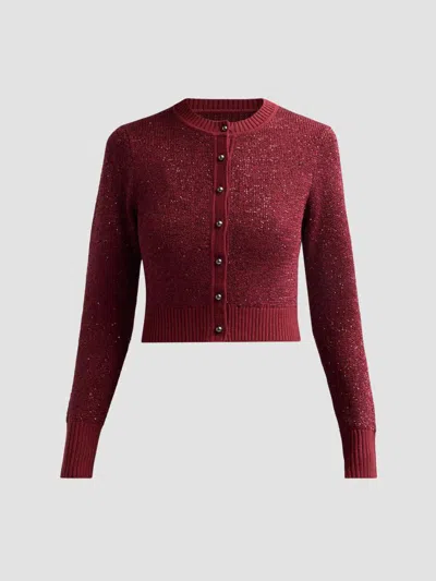 Toccin Women's Mollie Sequin Bouclé Cardigan In Burgundy