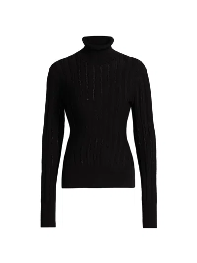 Toccin Women's Nancy Pointelle Turtleneck Sweater In Black