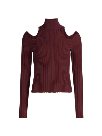 Toccin Women's Natalia Rib-knit Cut-out Turtleneck Sweater In Burgundy