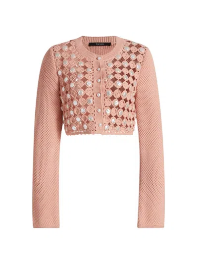 Toccin Women's Noah Faux-pearl-embellished Cotton Cardigan In Pink