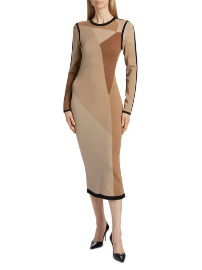 Toccin Women's Nora Colorblocked Knit Midi-dress In Brown