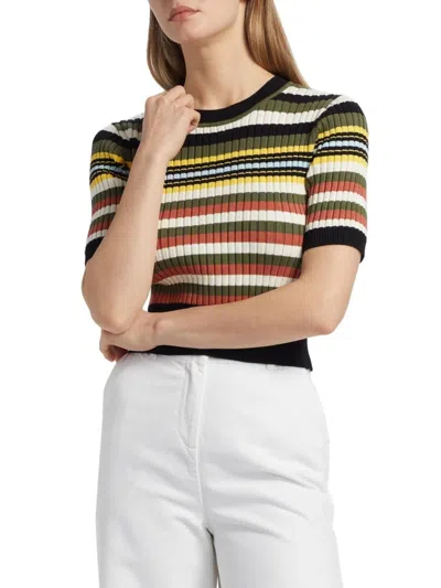 Toccin Women's Nyla Striped Short-sleeve Sweater