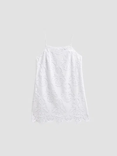 Toccin Women's Olivera Lace Cotton Shift Mini Dress In White