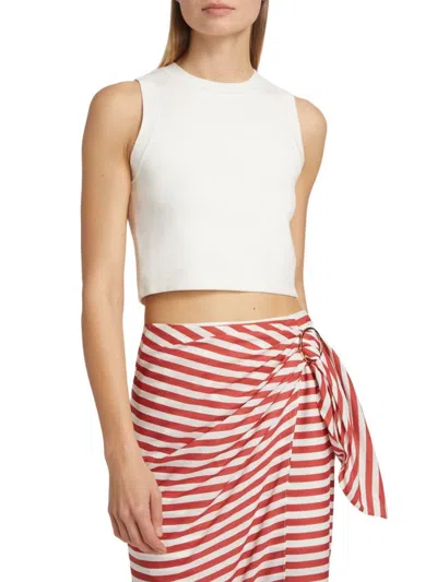 Toccin Women's Peyton Racerback Crop Tank Top In White