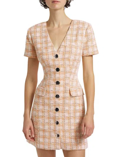 Toccin Women's Phoebe Tweed Short-sleeve Minidress In Pink