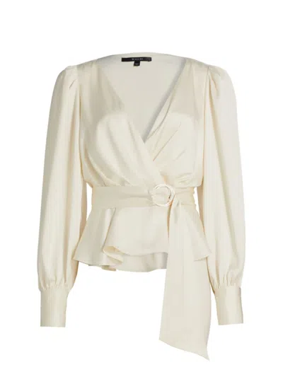 Toccin Women's Remi Satin Wrap Blouse In Ivory