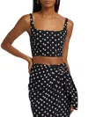 Toccin Women's Rhea Polka Dot Cropped Corset Tank In Black