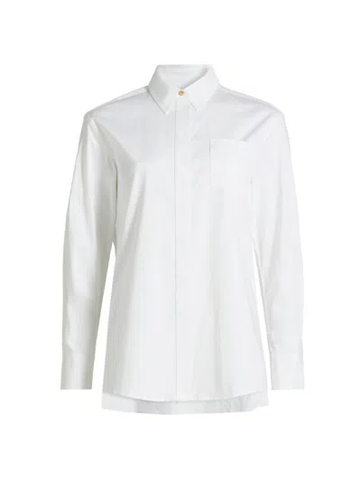 Toccin Women's Riley Patch Pocket Boyfriend Shirt In White
