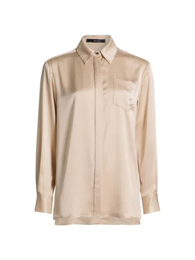 Toccin Women's Riley Satin Boyfriend Shirt In Neutral