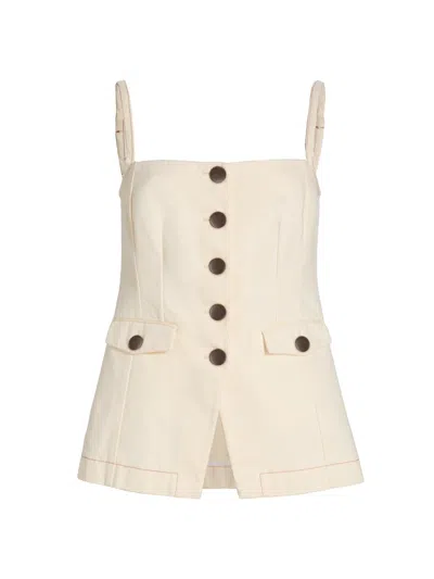 Toccin Women's Roxy Square Neck Cotton Vest In White