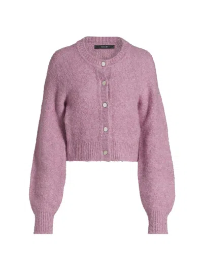 Toccin Women's Samara Fuzzy Raglan-sleeve Cardigan In Purple
