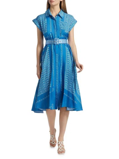 Toccin Women's Serena Floral Belted Shirtdress In Blue
