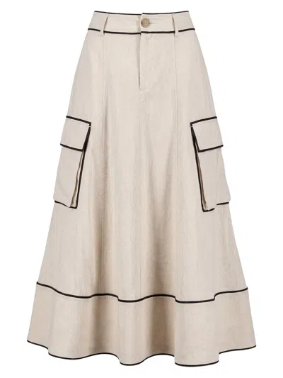 Toccin Shiloh High Waist Cargo Skirt In Neutral