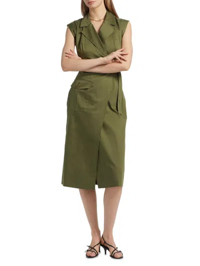 Toccin Women's Silvia Stretch-cotton Wrap Midi-dress In Green