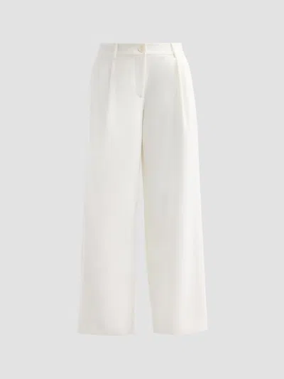 Toccin Women's Solara Pleated Wide-leg Trousers In White