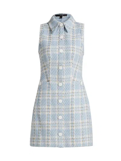 Toccin Women's Sophia Plaid Tweed Button-front Minidress In Blue