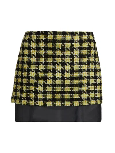 Toccin Spencer Silk-trim Wool-blend Mini Skirt In Green