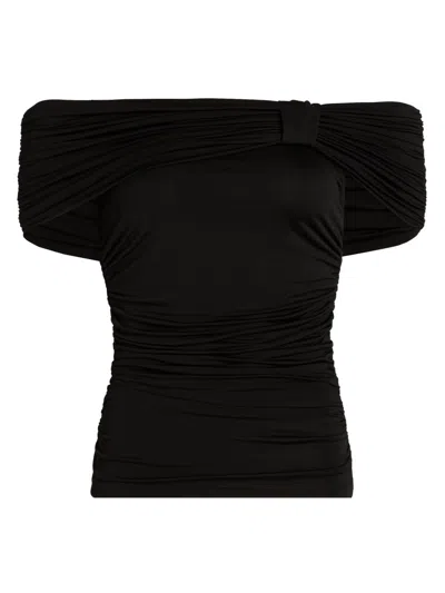 Toccin Women's Teagan Ruched Knit Off-the-shoulder Top In Black