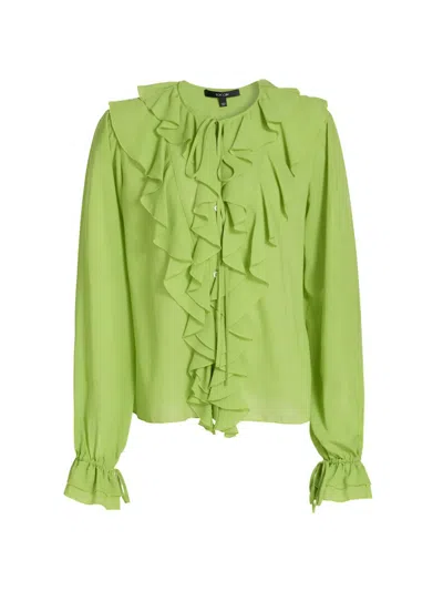 Toccin Tobi Exaggerated Ruffle Blouse In Green